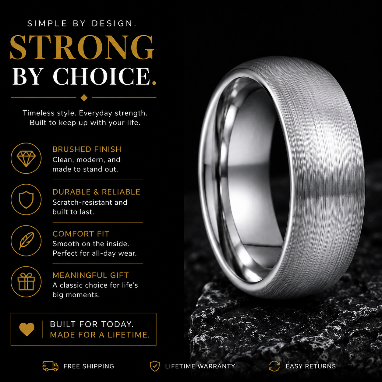 Silver Tungsten Promise Ring