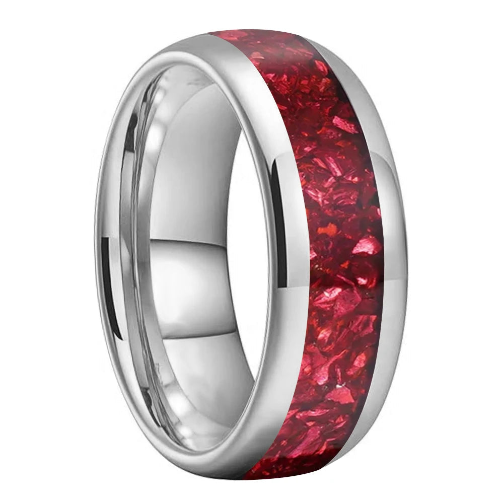 Silver Tungsten ring with red inlay-Realtungsten Brand