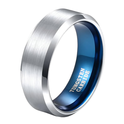 Silver and Blue Tungsten Ring