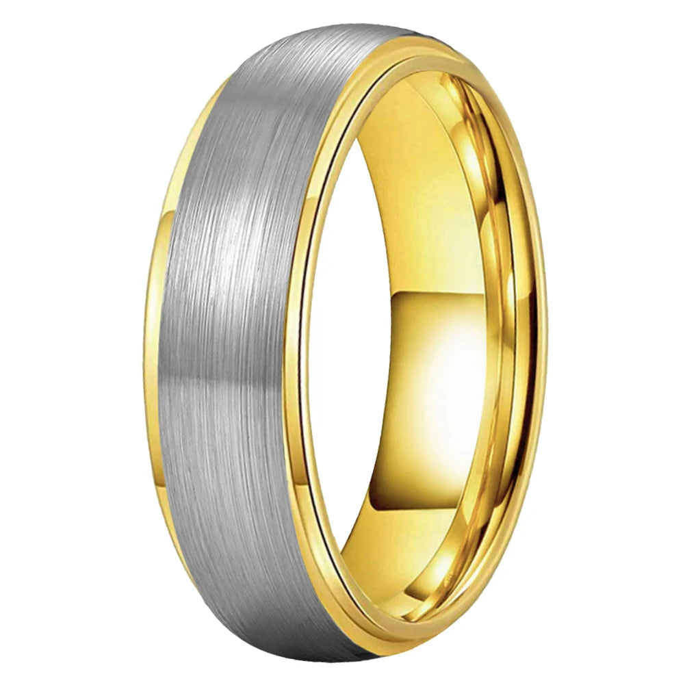 Silver and Gold Stepped Tungsten Wedding Band