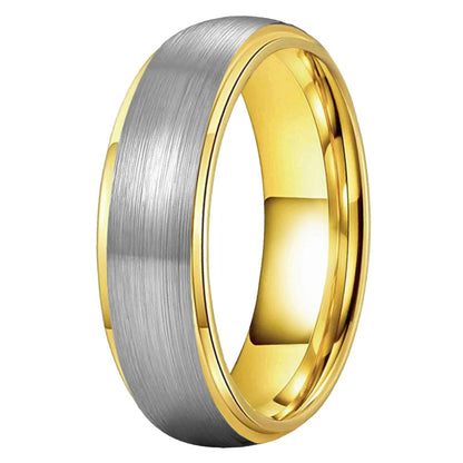 Silver and Gold Stepped Tungsten Wedding Band