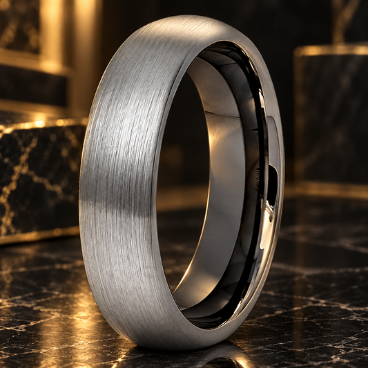 Silver and Gunmetal Tungsten Ring