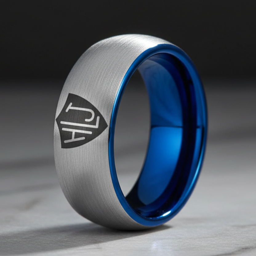Silver outside Blue inside Tungsten Carbide Ring