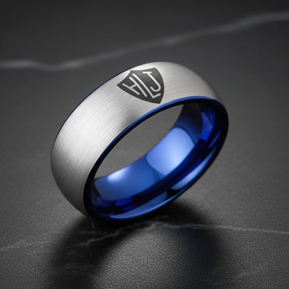 Silver Outside Blue Inside Tungsten Carbide Ring – 