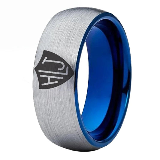 Silver outside Blue inside Tungsten Carbide Ring