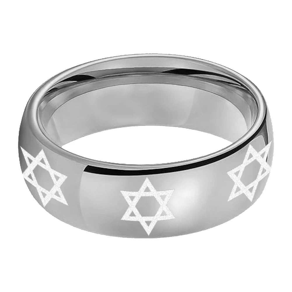 Star of David Tungsten Wedding- Band