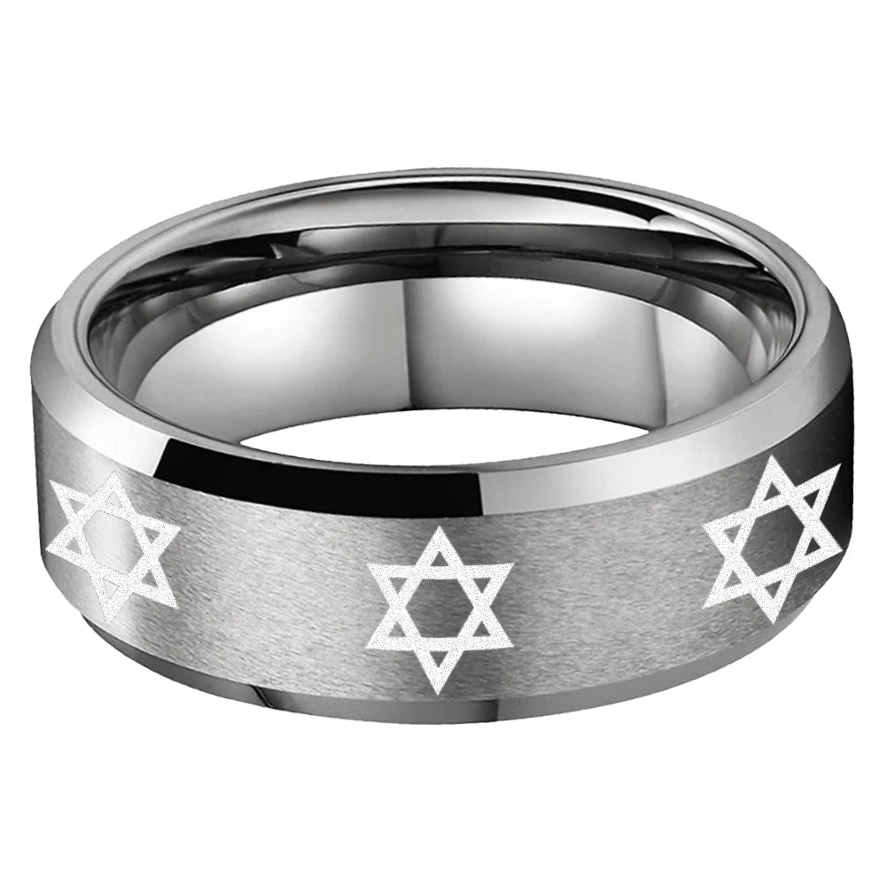 Star of David Heritage Tungsten Band