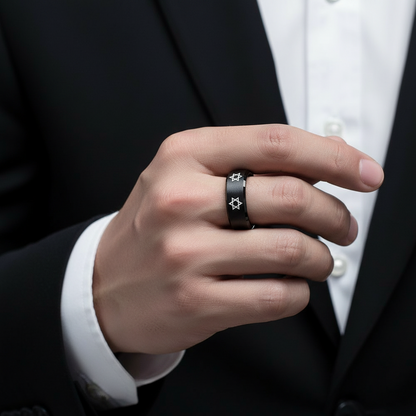 Star of David Heritage Tungsten Band