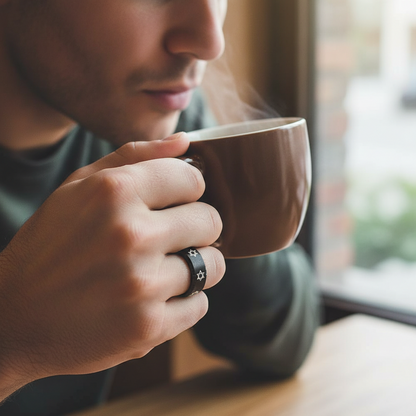 Star of David Heritage Tungsten Band