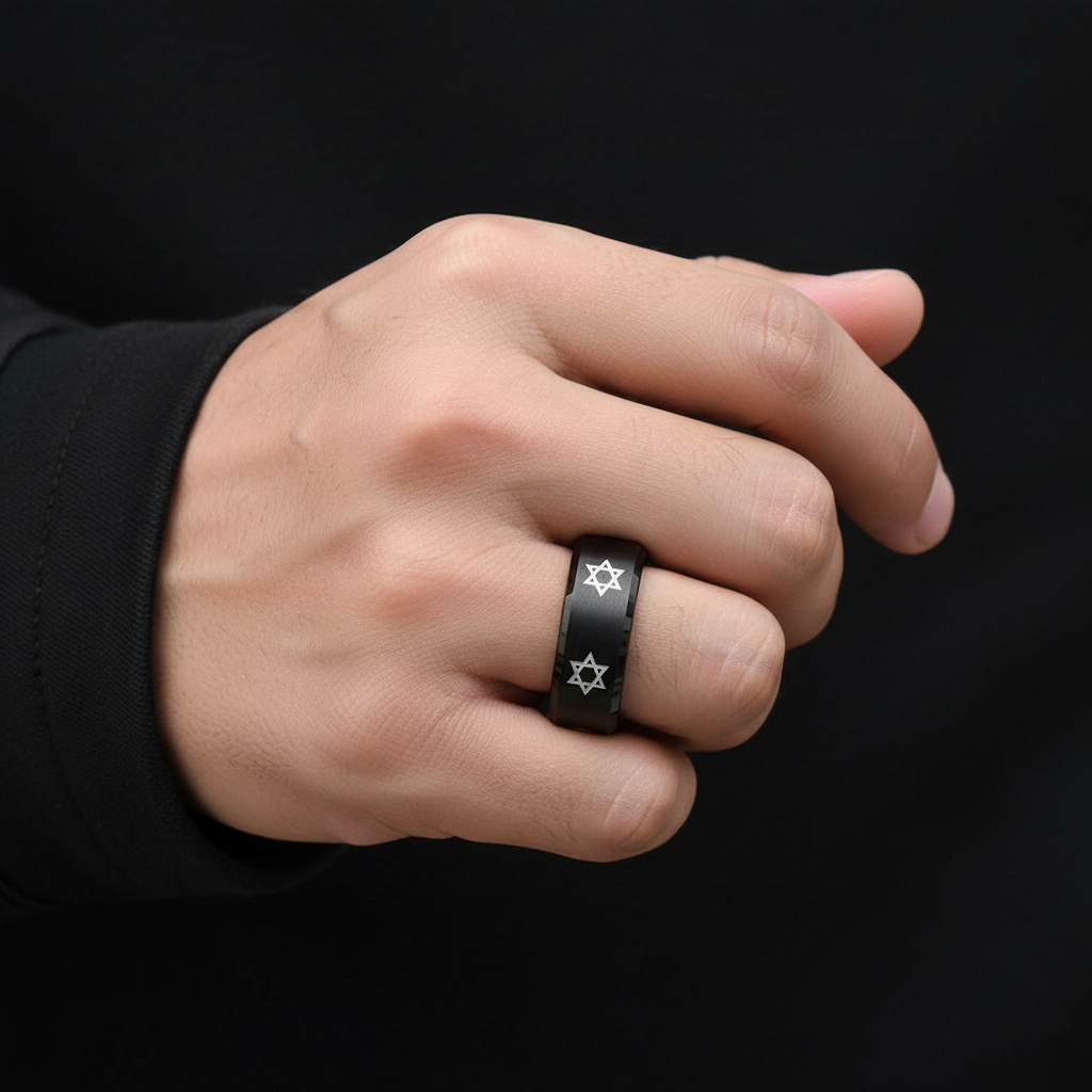 Star of David Heritage Tungsten Band