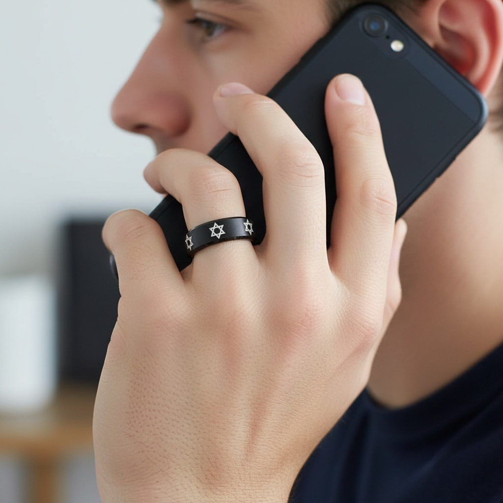 Star of David Heritage Tungsten Band