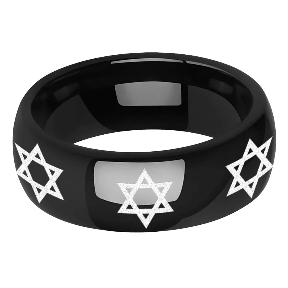 Star of David Tungsten Wedding Band