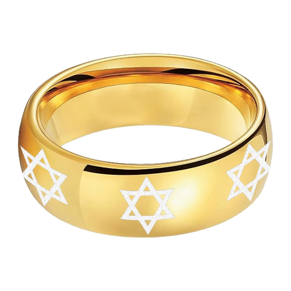 Star of David Tungsten Wedding Band