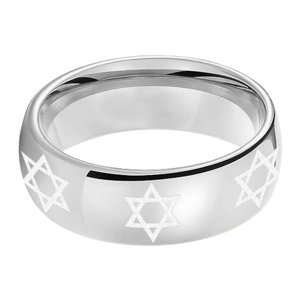 Star of David Tungsten Wedding Band