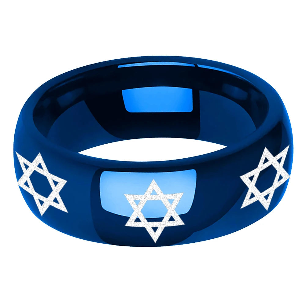 Star of David Tungsten Wedding Band