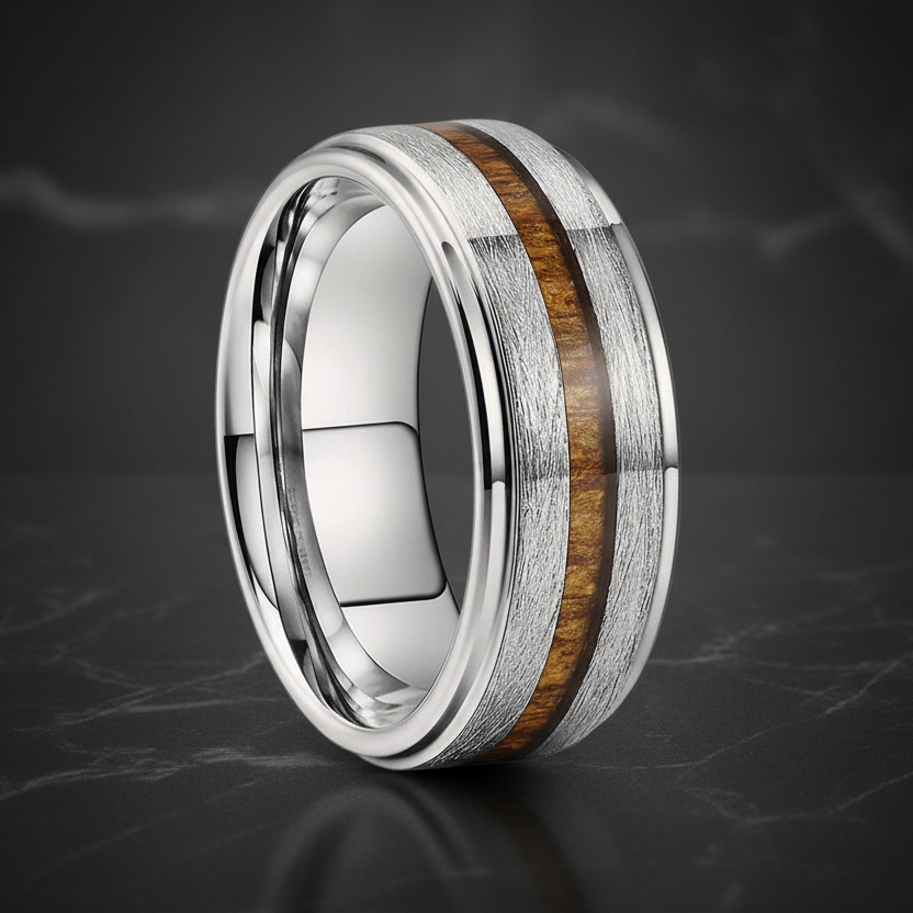 Stepped-Wood_Inlay_Tungsten_Wedding_Band