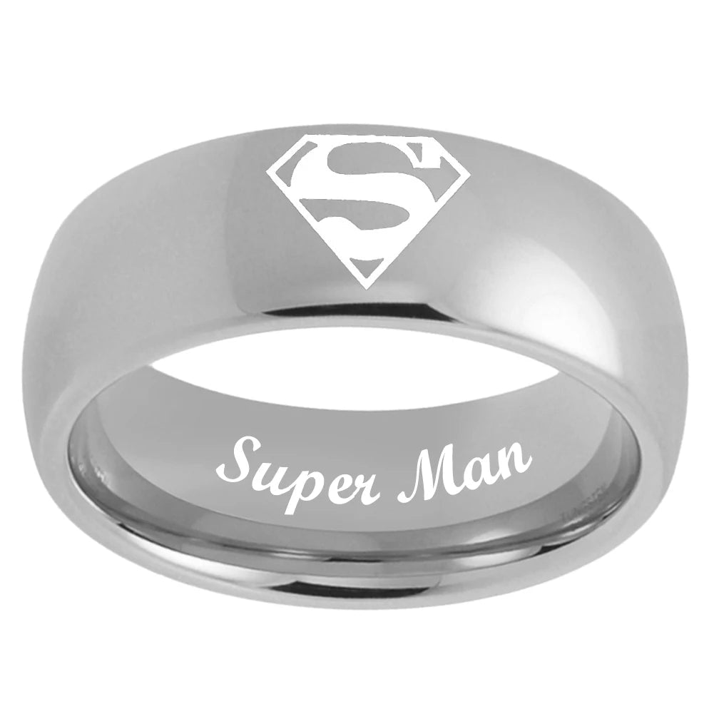 Superman Engraved Tungsten Wedding Band