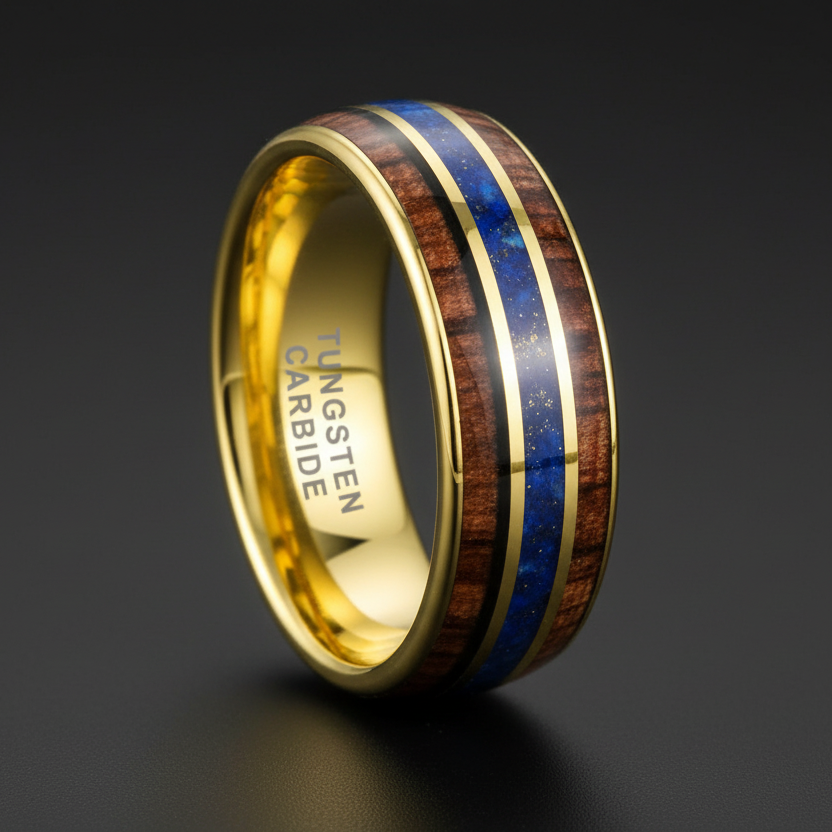 Tungsten Carbide Koa Wood Ring