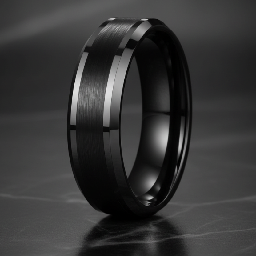 6mm Black tungsten ring
