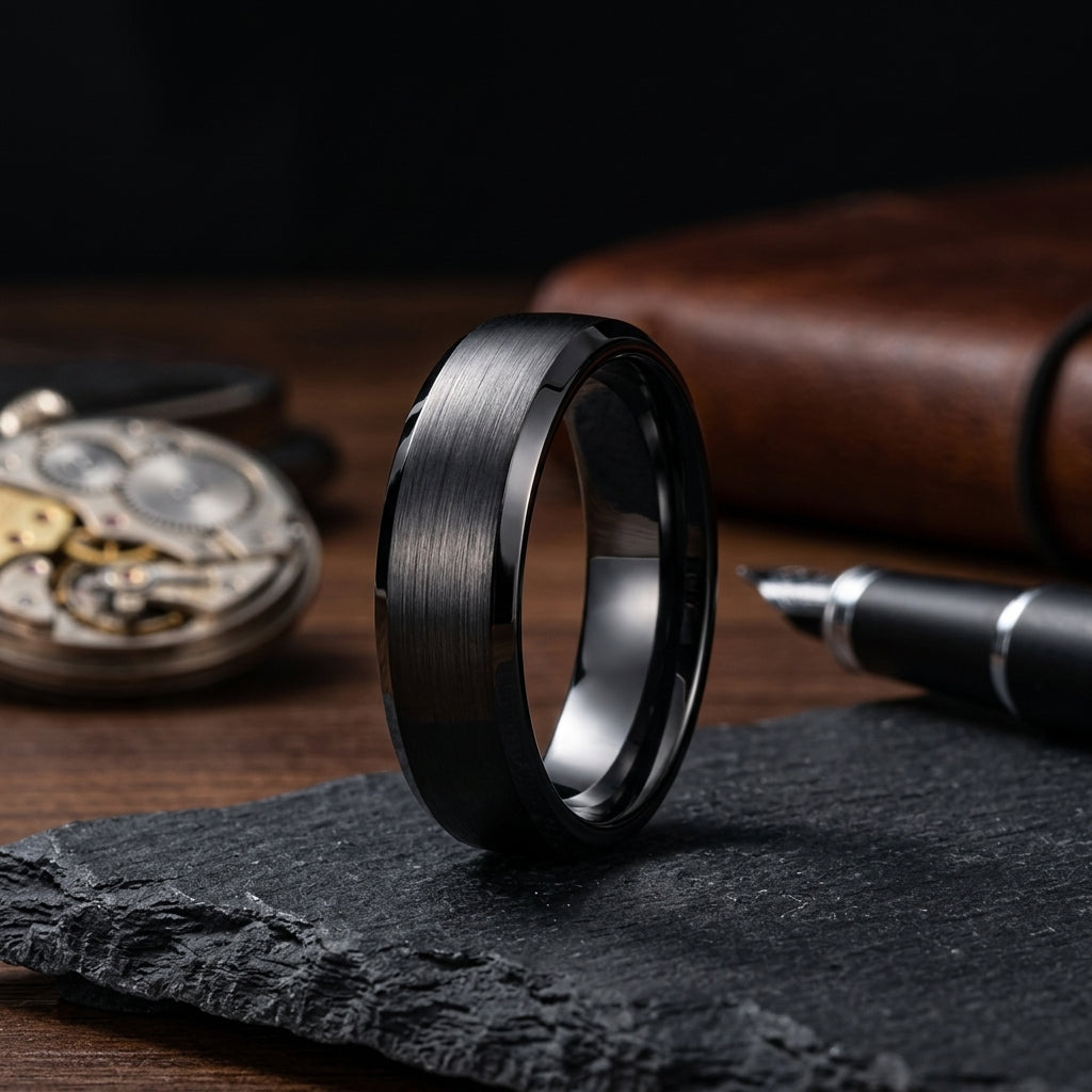 The Phantom — Black Tungsten Wedding Band