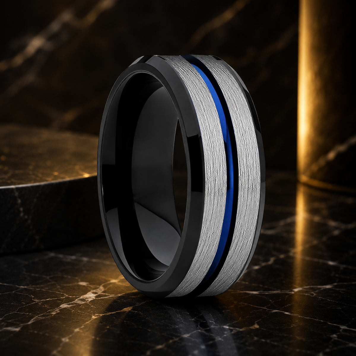 The Alliance—Two Tone Tungsten Mens Wedding Band
