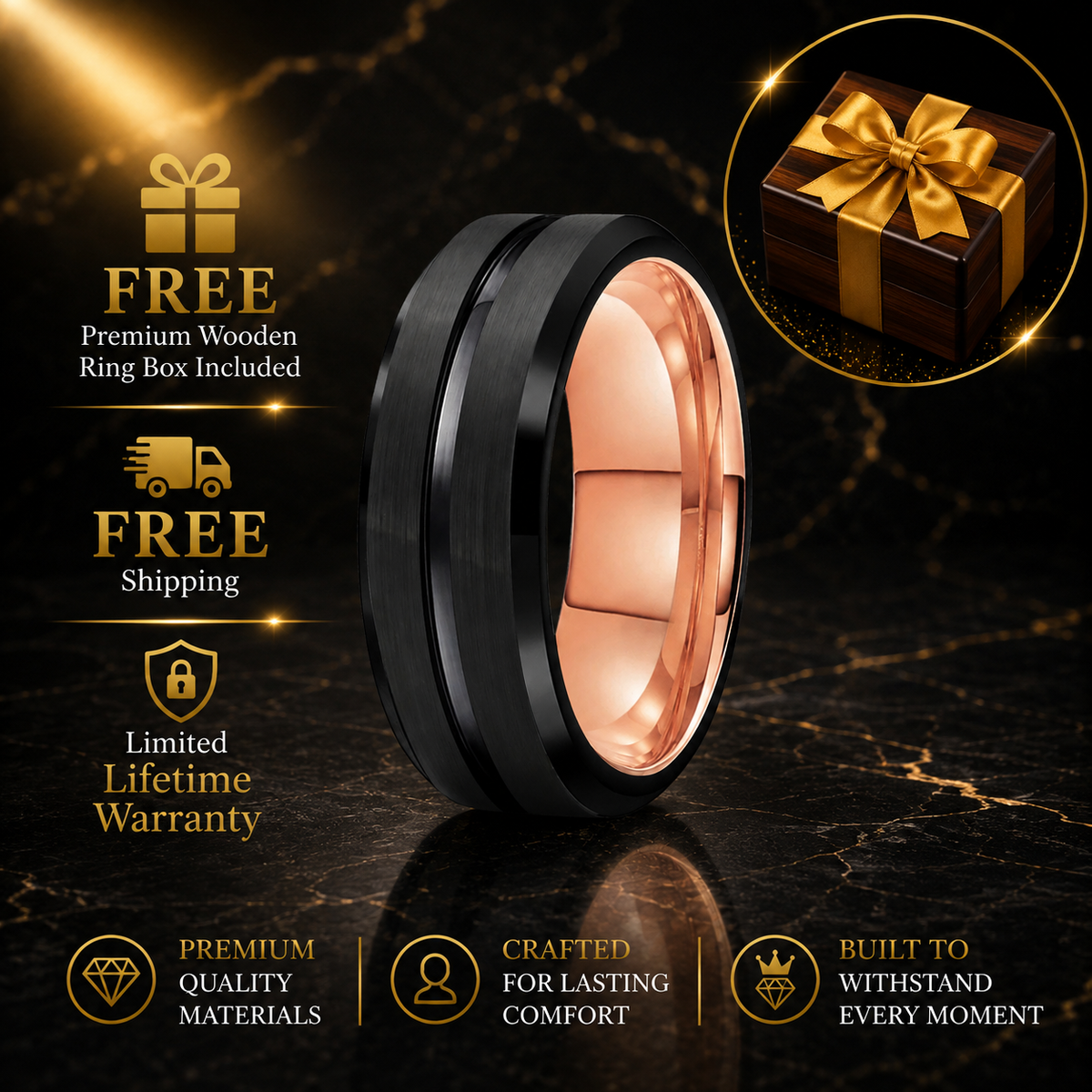 The Alliance—Two Tone Tungsten Mens Wedding Band