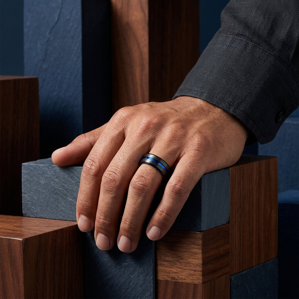 The Alliance—Two Tone Tungsten Mens Wedding Band