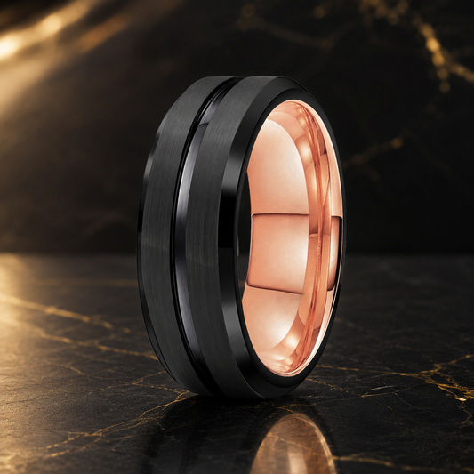The Alliance—Two Tone Tungsten Mens Wedding Band