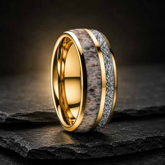The Antlerstar – Antler & Meteorite Tungsten Ring