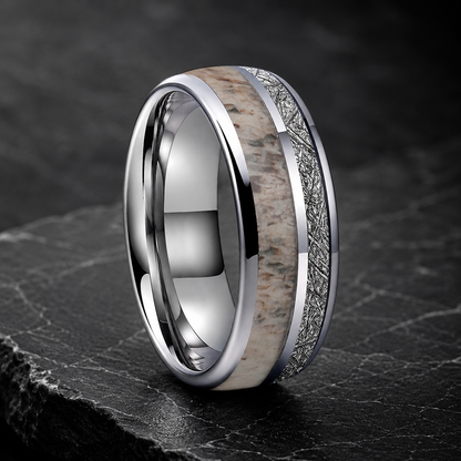 The Antlerstar – Antler & Meteorite Tungsten Ring