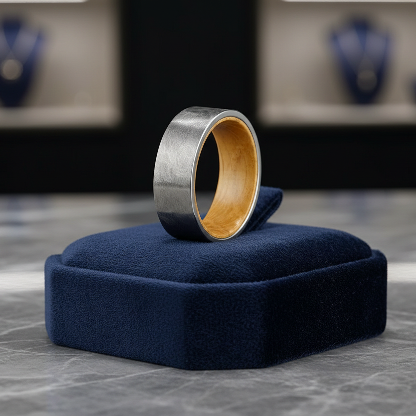 The Barrel Oath-silver wood ring