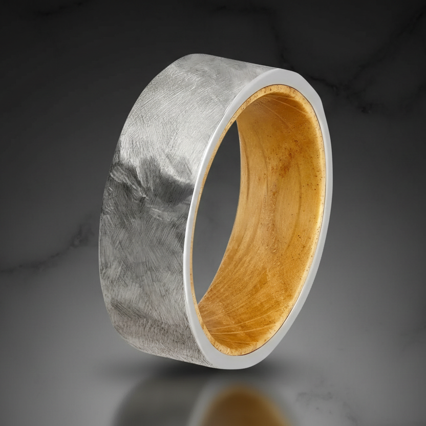 The Barrel Oath-silver wood ring