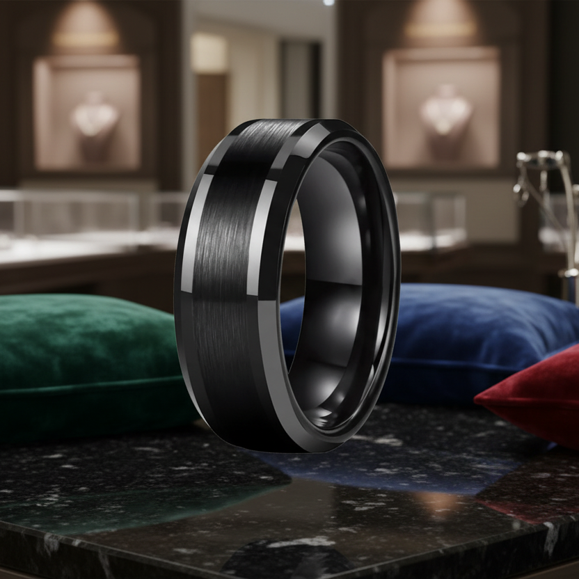 8mm Black tungsten ring