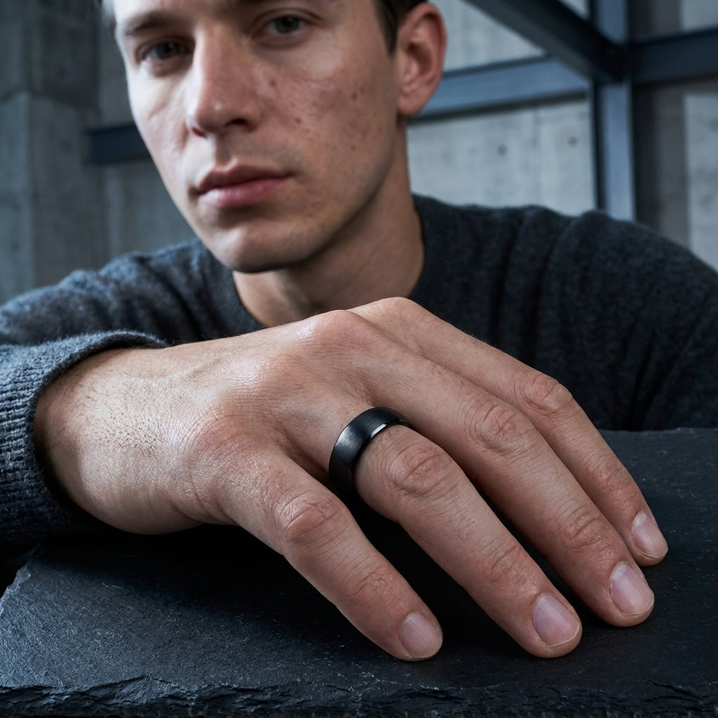 The Black Standard™ – Brushed Black Tungsten Ring