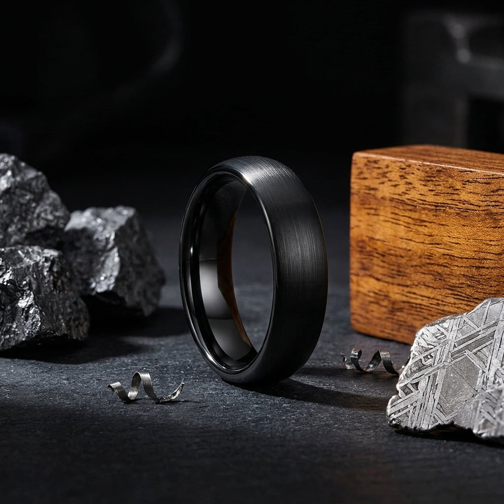 The Black Standard™ – Brushed Black Tungsten Ring