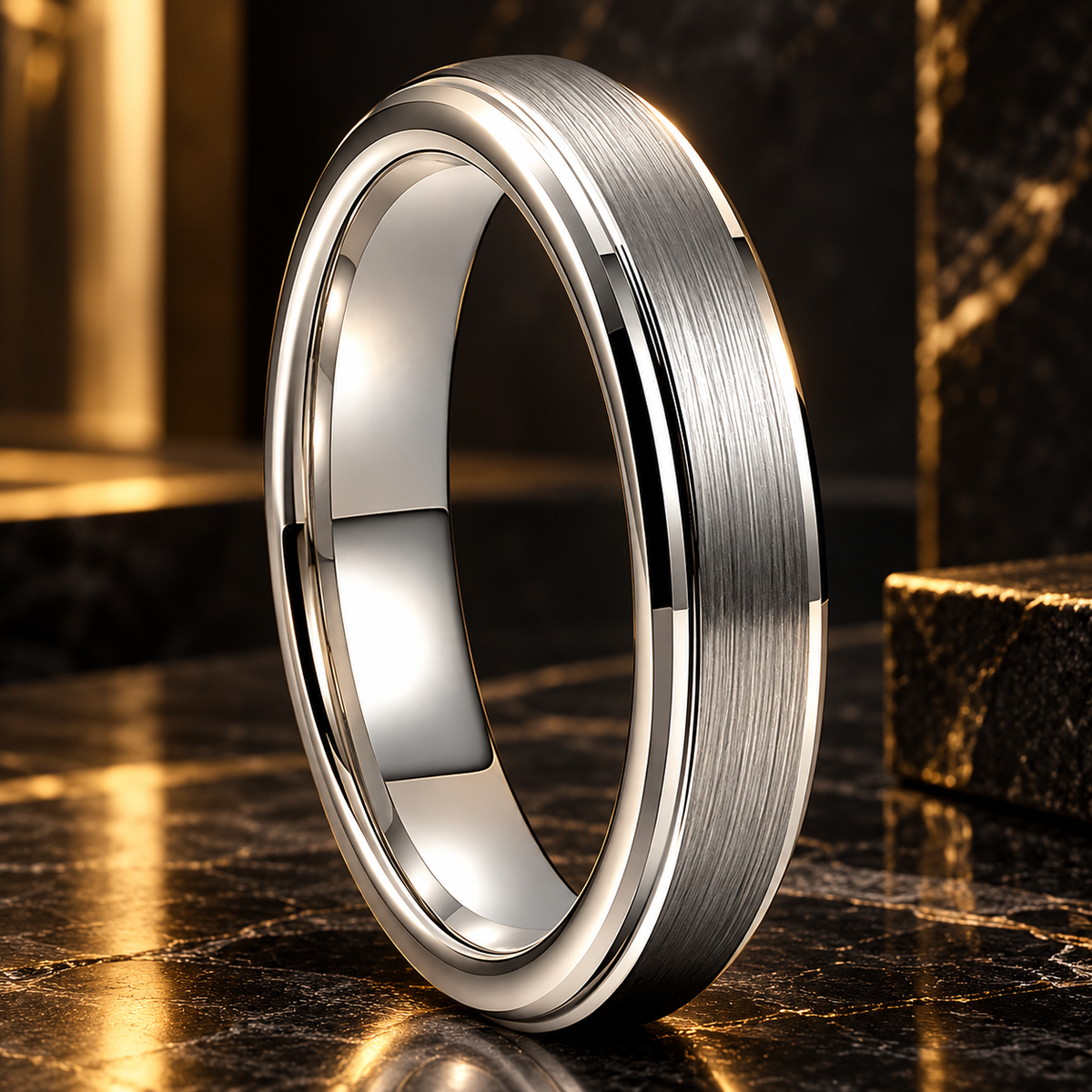 The Clearline — 4mm Brushed Tungsten Carbide Ring