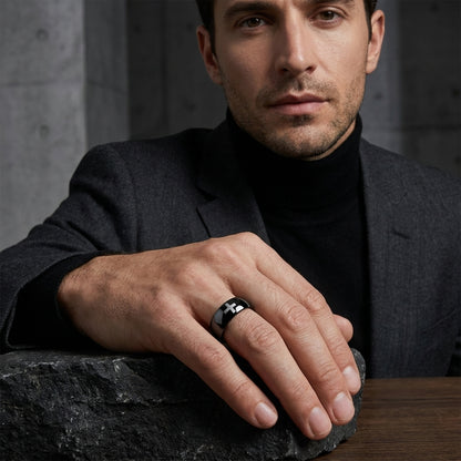 The Darkross — Black Tungsten Ring with Cross