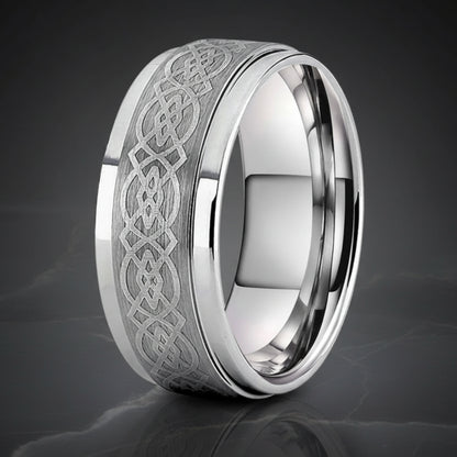 The Elder — Silver Celtic Knot Tungsten Ring