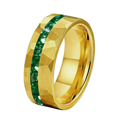 The Emerald Unity™ – Tungsten Ring with Green Stone Inlay