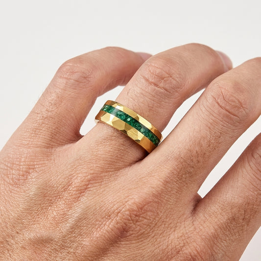 The Emerald Unity™ – Tungsten Ring with Green Stone Inlay