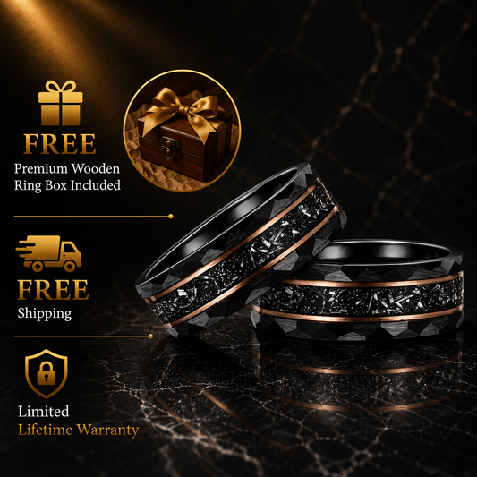 The Fallen Titan™ Black Hammered Meteorite Ring
