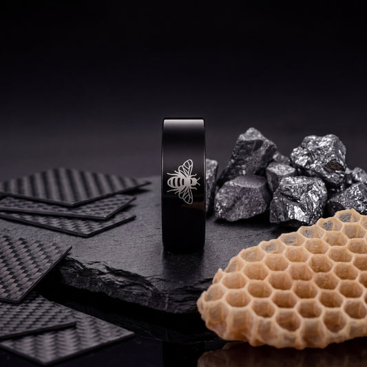 The Golden Hive™ – Black Tungsten Bee Ring