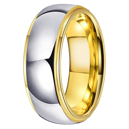 The Goldstep — Silver and Gold Stepped Tungsten Wedding Band