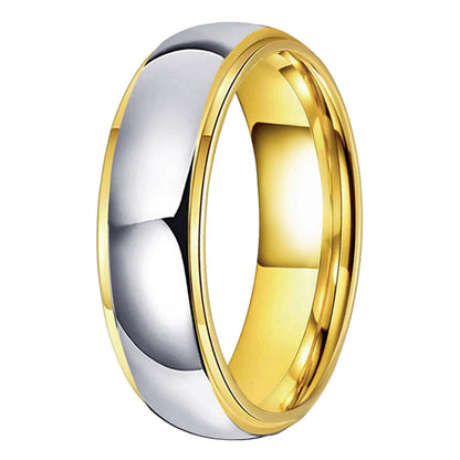 The Goldstep — Silver and Gold Stepped Tungsten Wedding Band