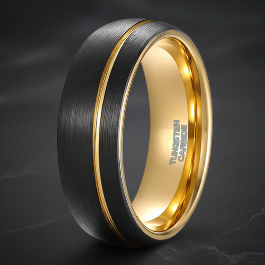 The Inner Gold Oath: Black and Gold tungsten ring