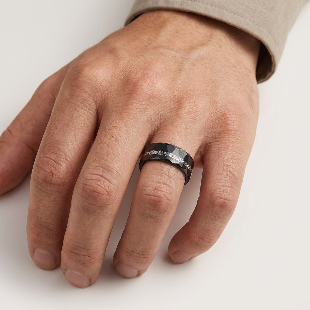 The Ironclad — Hammered Tungsten Ring