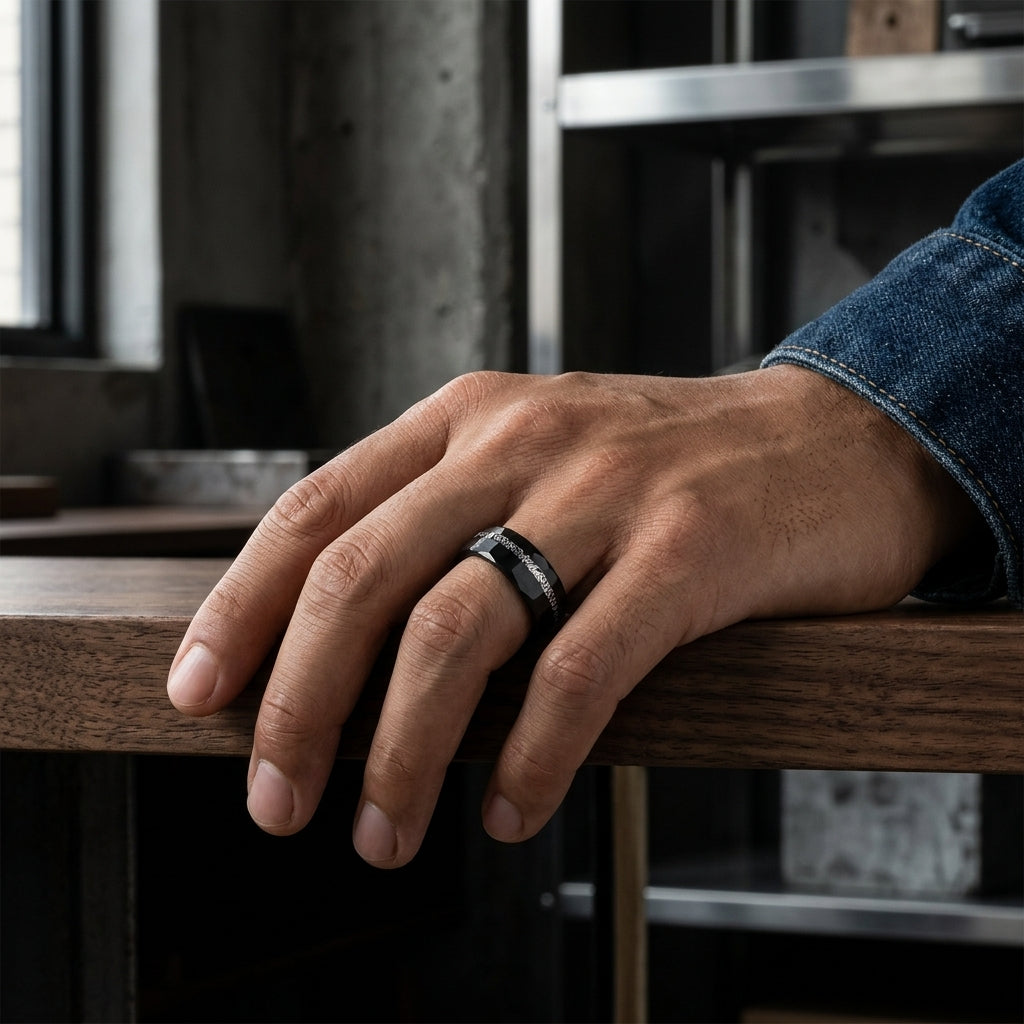 The Ironclad — Hammered Tungsten Ring
