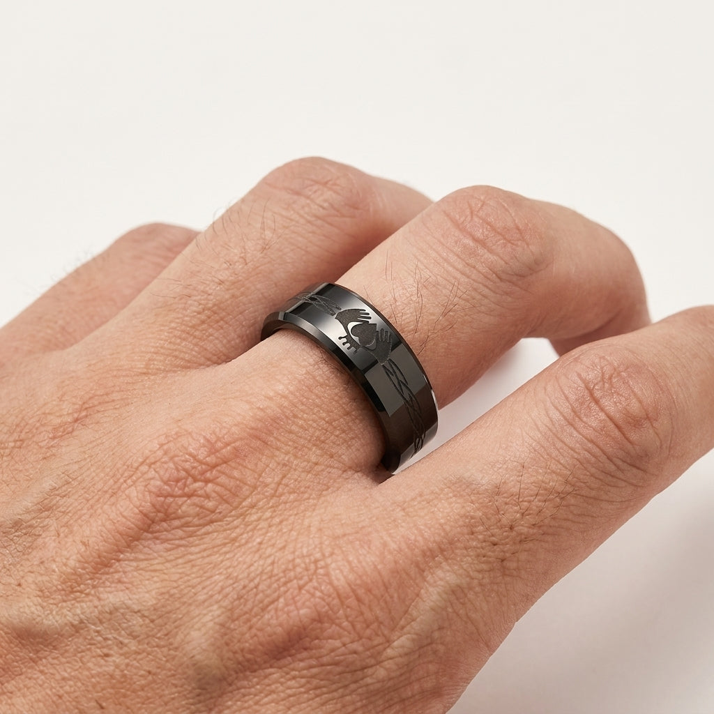 The Loyal Heart™ - Black Tungsten Claddagh Ring