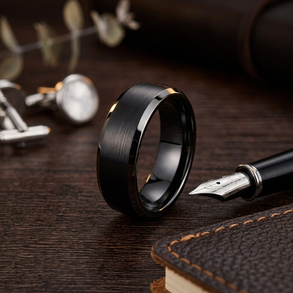The Phantom — Black Tungsten Wedding Band
