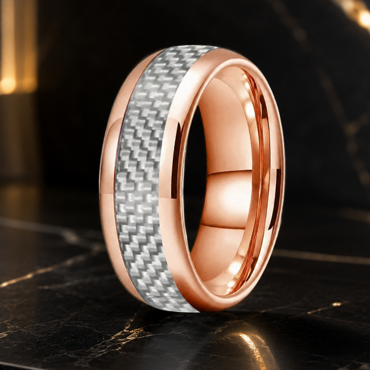 The Pinnacle—White Carbon Fiber Tungsten Ring